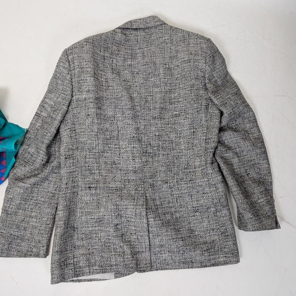 90's Tweed Blazer Oversized Structured Tailored Collar Boxy Vintage Lined - Picture 8 of 12